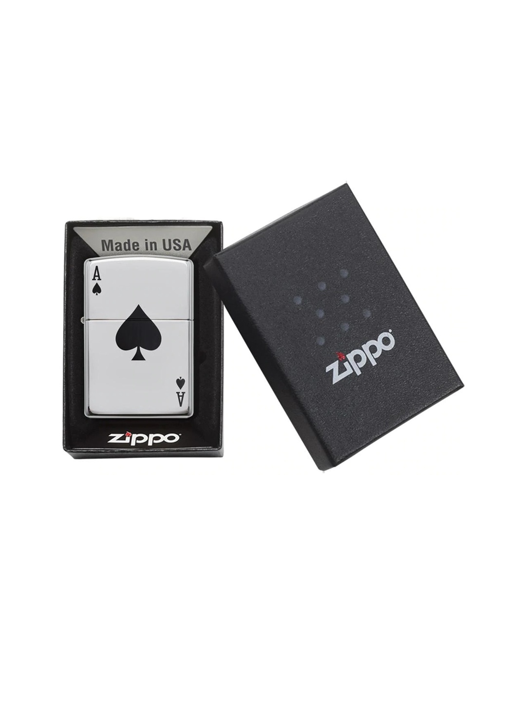 

Zippo Silver-Toned & Black Spade Printed Pocket Lighter