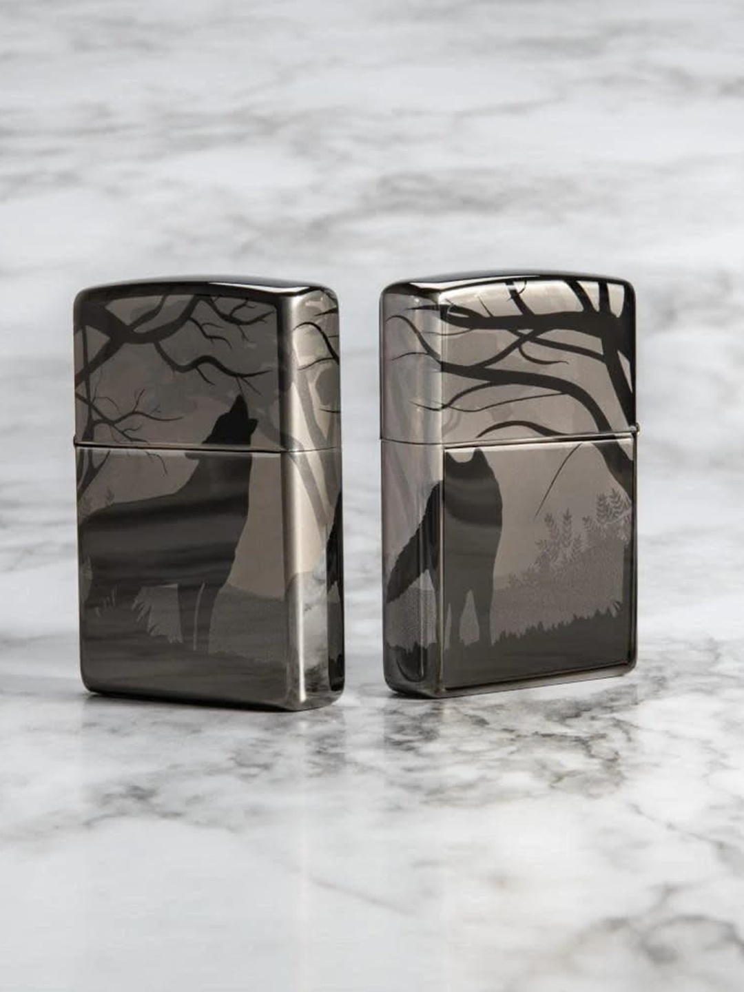 

Zippo Black Brass Wolves Design Pocket Windproof Lighter