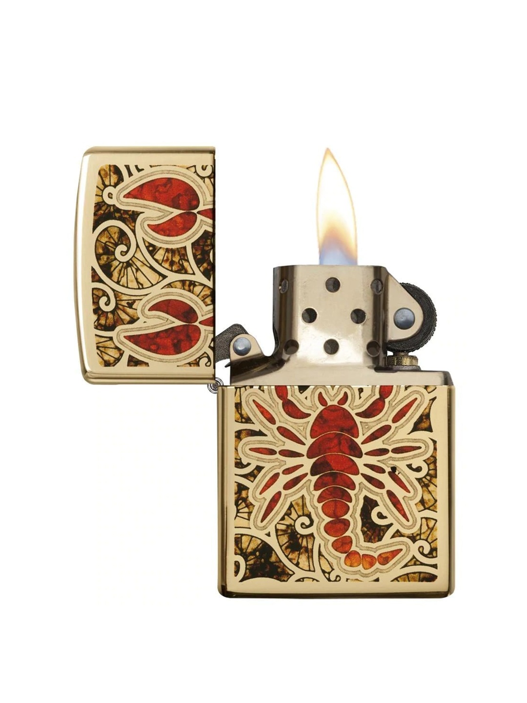 

Zippo Unisex Gold-Toned & Red Fusion Scorpio Printed Pocket Lighter