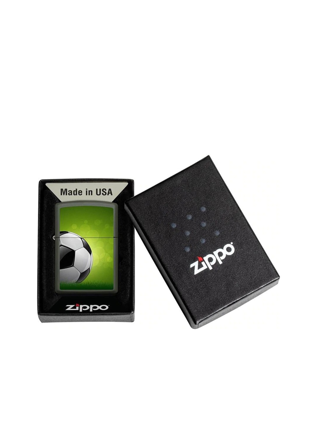 

Zippo Black & Green Soccer Ball Printed Pocket Lighter