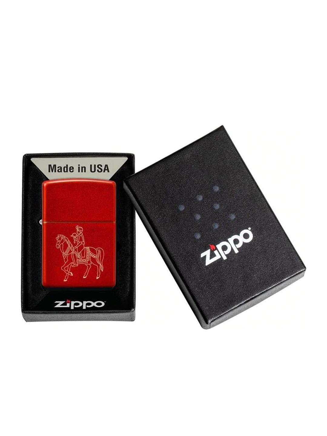 

Zippo Red & White Indian Wedding Horse Printed Matte Pocket Lighter