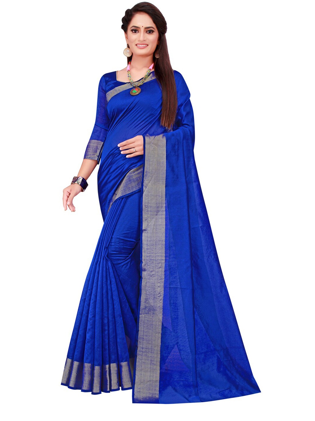 

Florence Blue & Silver-Toned Pure Georgette Saree