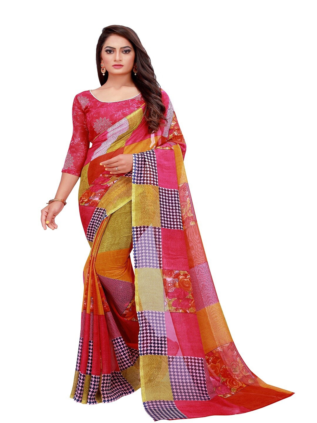 

Florence Multicoloured Pure Georgette Saree, Multi
