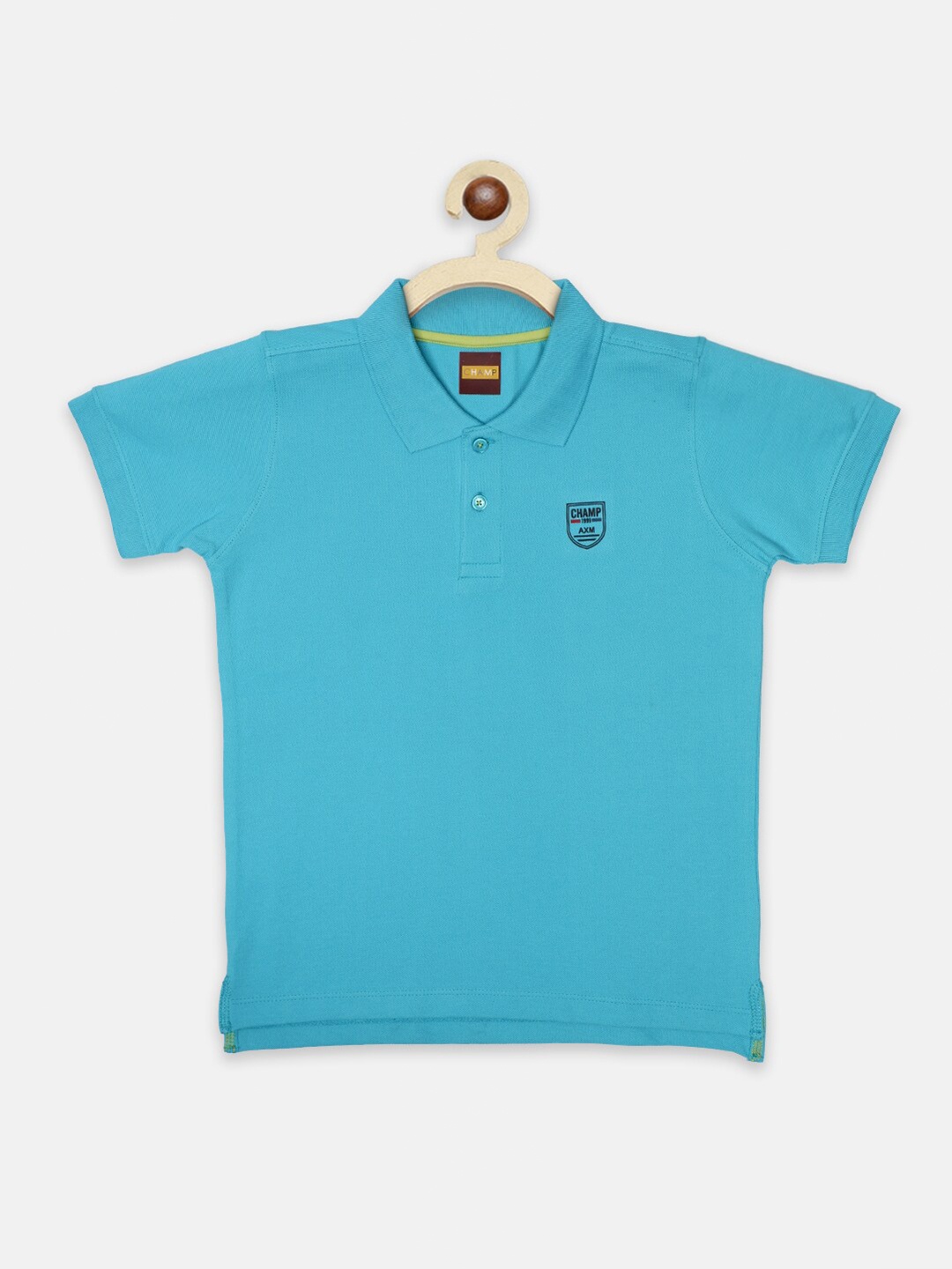 

AXM CHAMP Boys Turquoise Blue Polo Collar Cotton T-shirt
