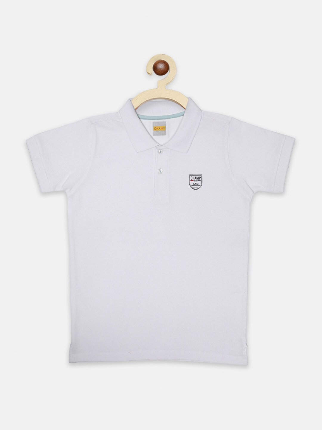 

AXM CHAMP Boys White Polo Collar Cotton T-shirt