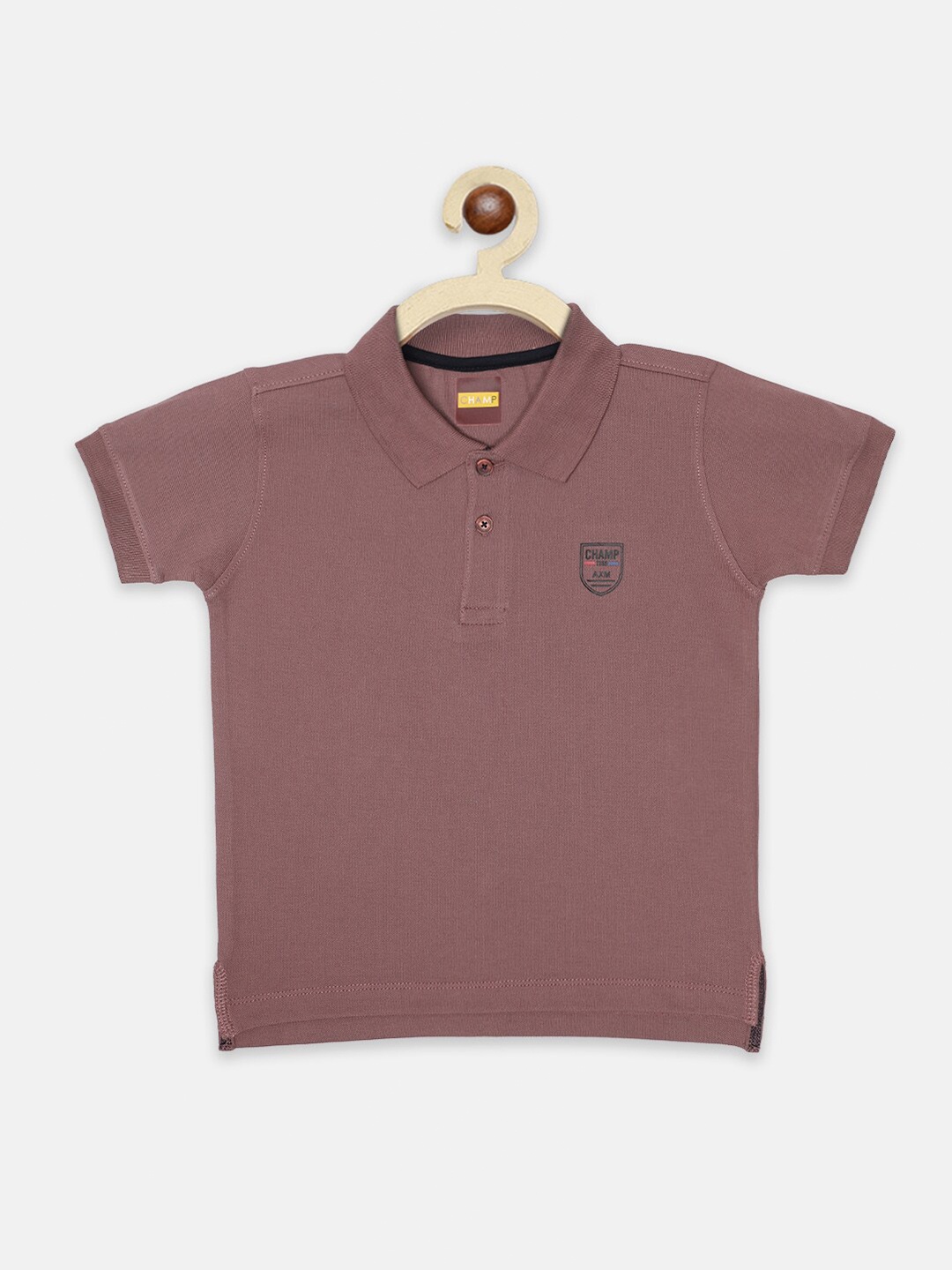 

AXM CHAMP Boys Mauve Polo Collar Cotton T-shirt