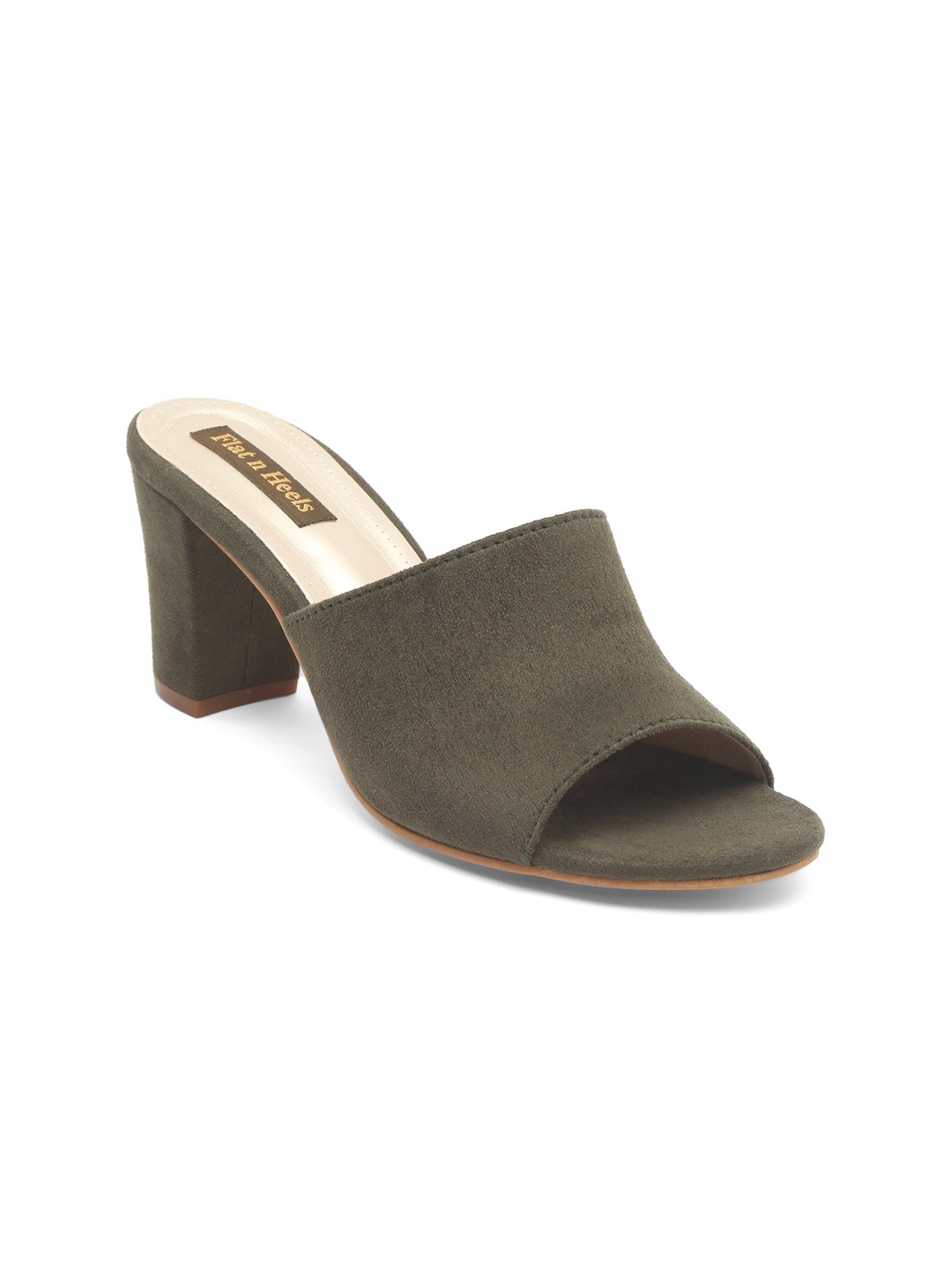 

Flat n Heels Green Suede Block Mules