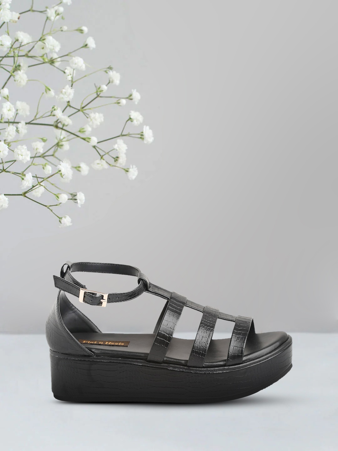 

Flat n Heels Black Flatform Sandals