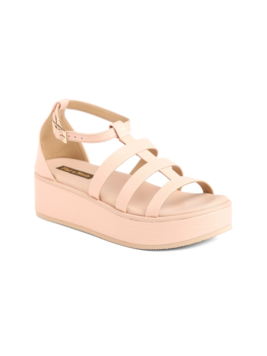 

Flat n Heels Pink Wedge Heels with Buckles