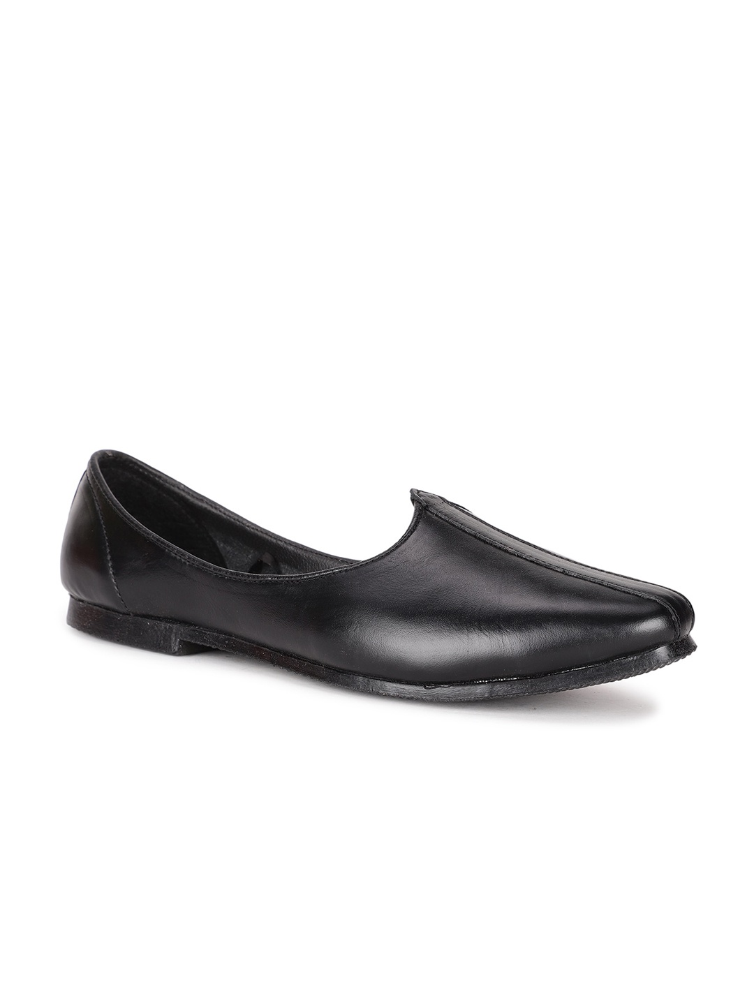 

Bata Men Black Textured Leather Mojaris