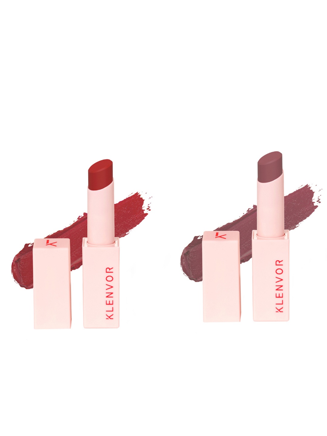 

KLENVOR Nude Collection - Set of 2 Matte Lipsticks - 02 Ambitious, 09 Support, Red