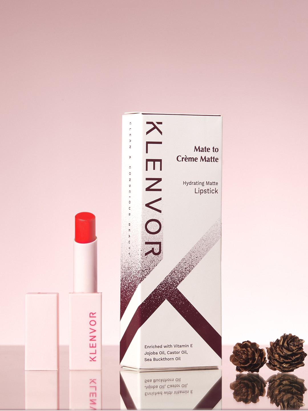 

KLENVOR Mate To Creme Matte Hydrating Vegan & Cruelty Free Lipstick - Forgive 06, Red