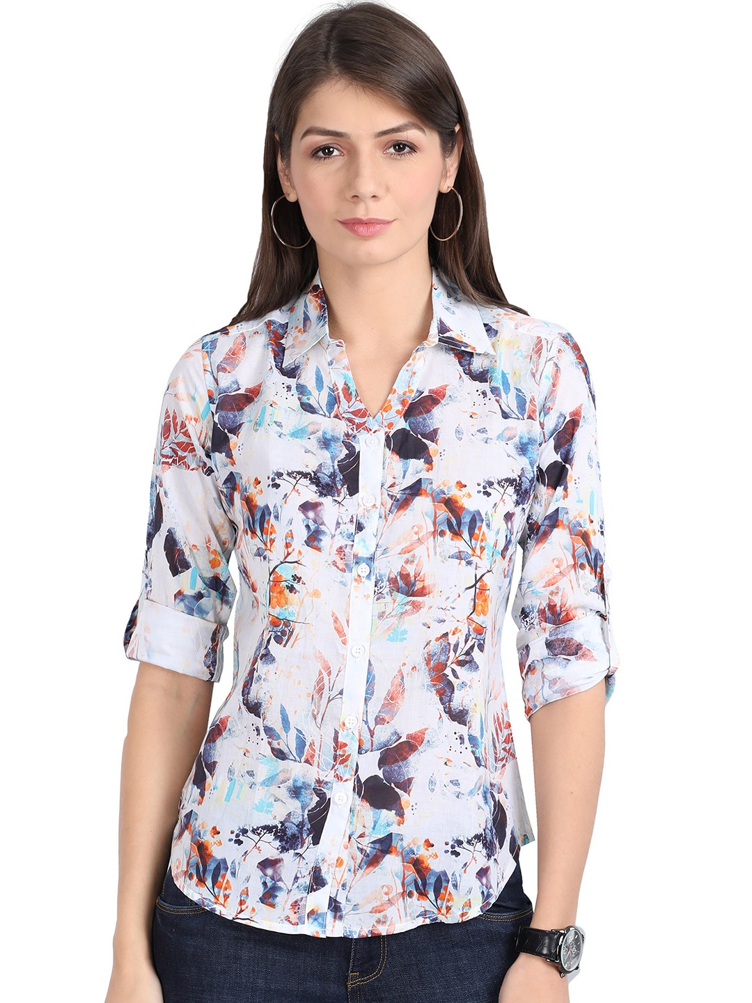 

Guniaa Women Multi Colour Tailored Fit Floral Printed Casual Shirt, Assorted