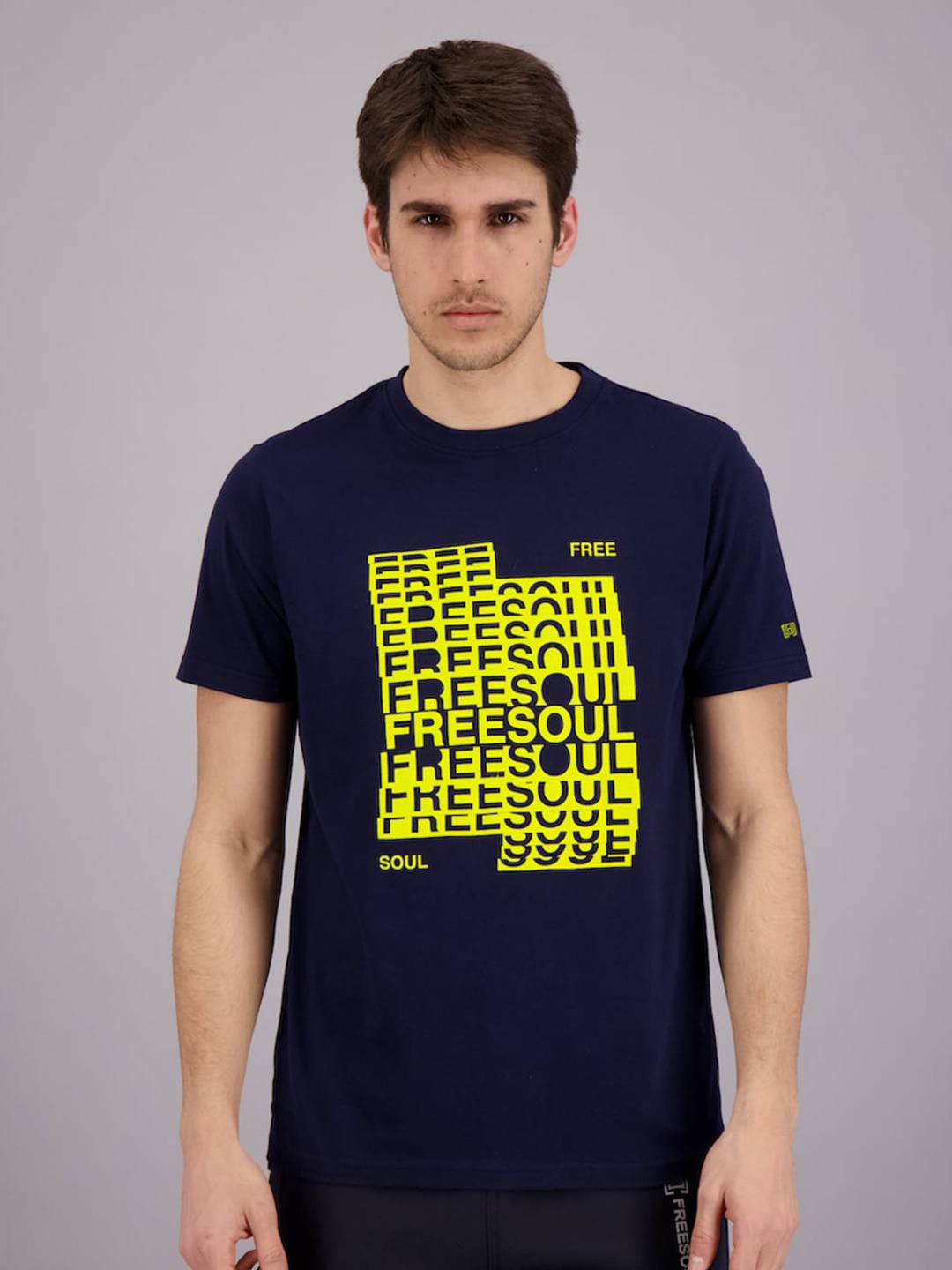 

FREESOUL Men Blue Typography Printed T-shirt