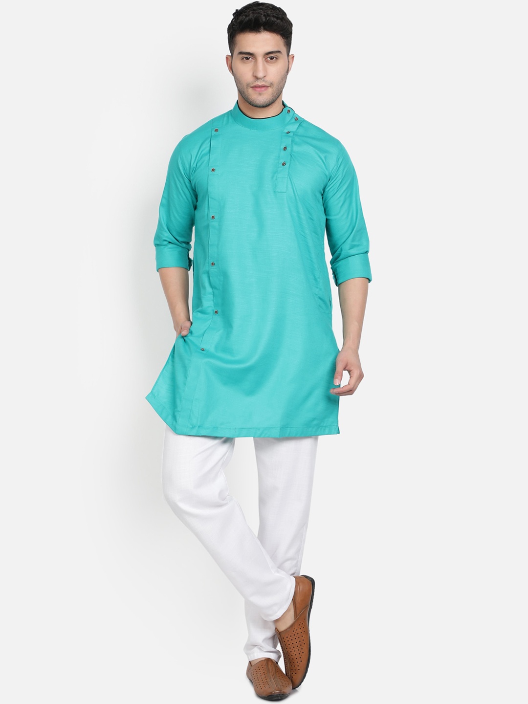 

Armaan Ethnic Men Sea Green Pure Cotton Kurta with Pyjamas