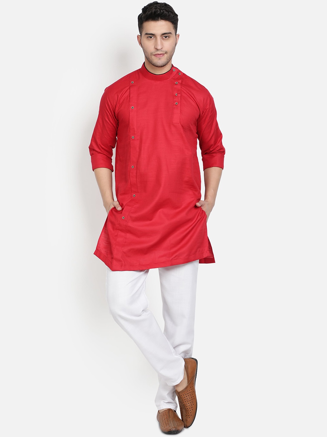 

Armaan Ethnic Men Red Pure Cotton Kurta with Pyjamas