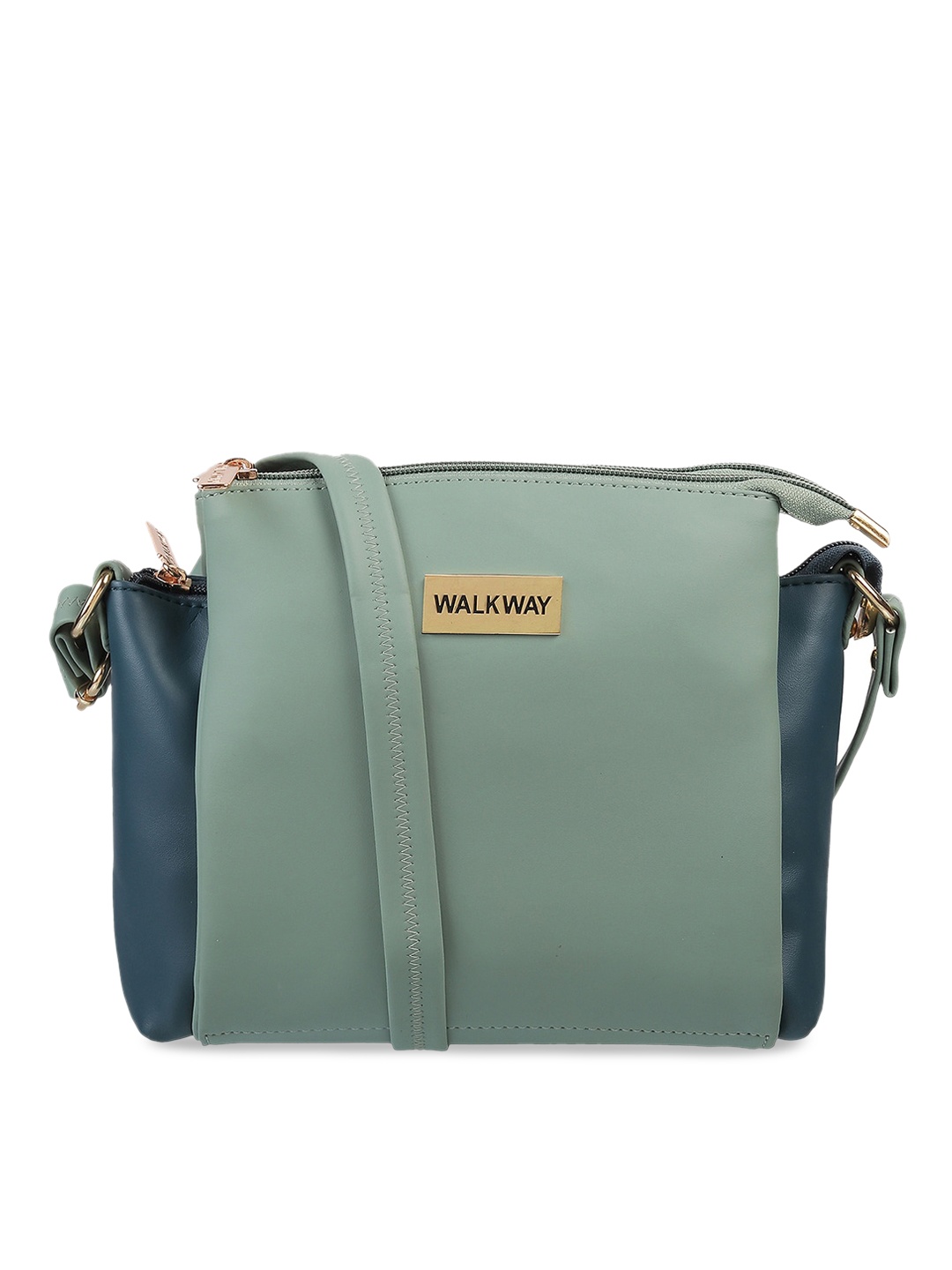 

WALKWAY by Metro Green Colourblocked Structured Sling Bag with Tasselled