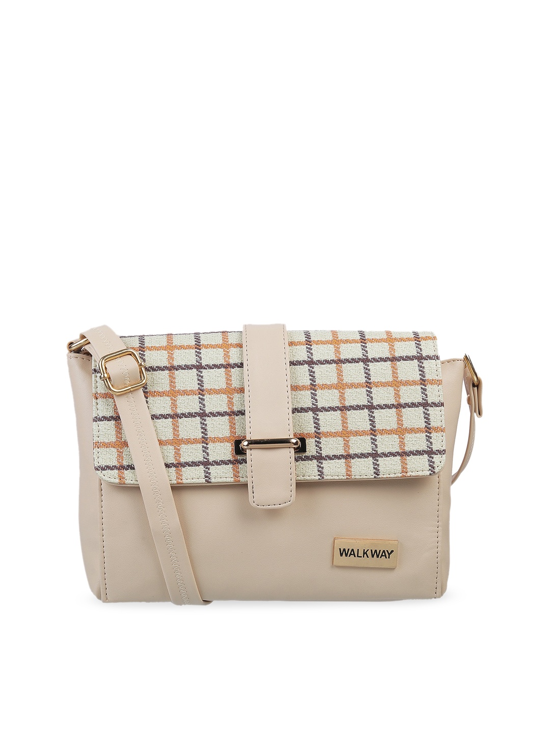

WALKWAY by Metro Beige Structured Sling Bag