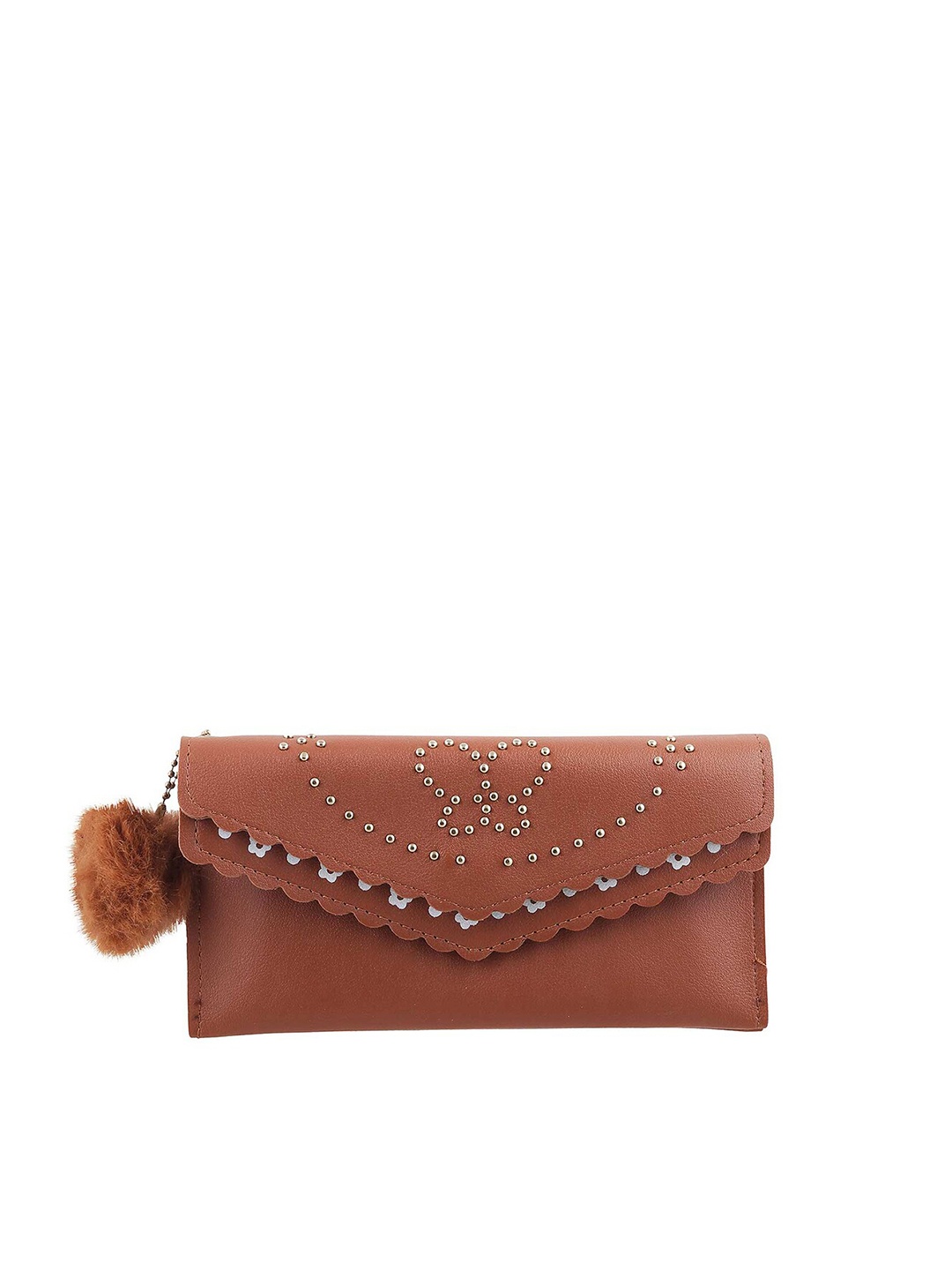 

WALKWAY by Metro Brown Embellished Envelope Clutch
