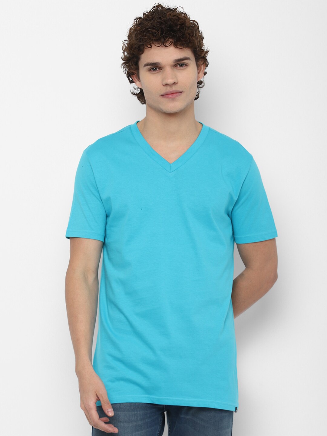 

FOREVER 21 Men Blue V-Neck T-shirt