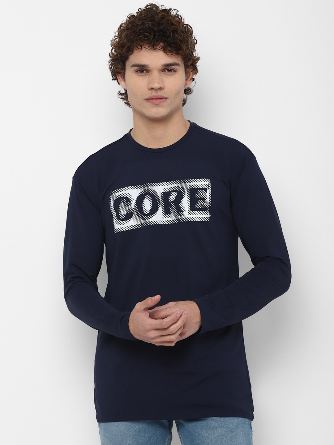

FOREVER 21 Men Navy Blue Typography Printed T-shirt