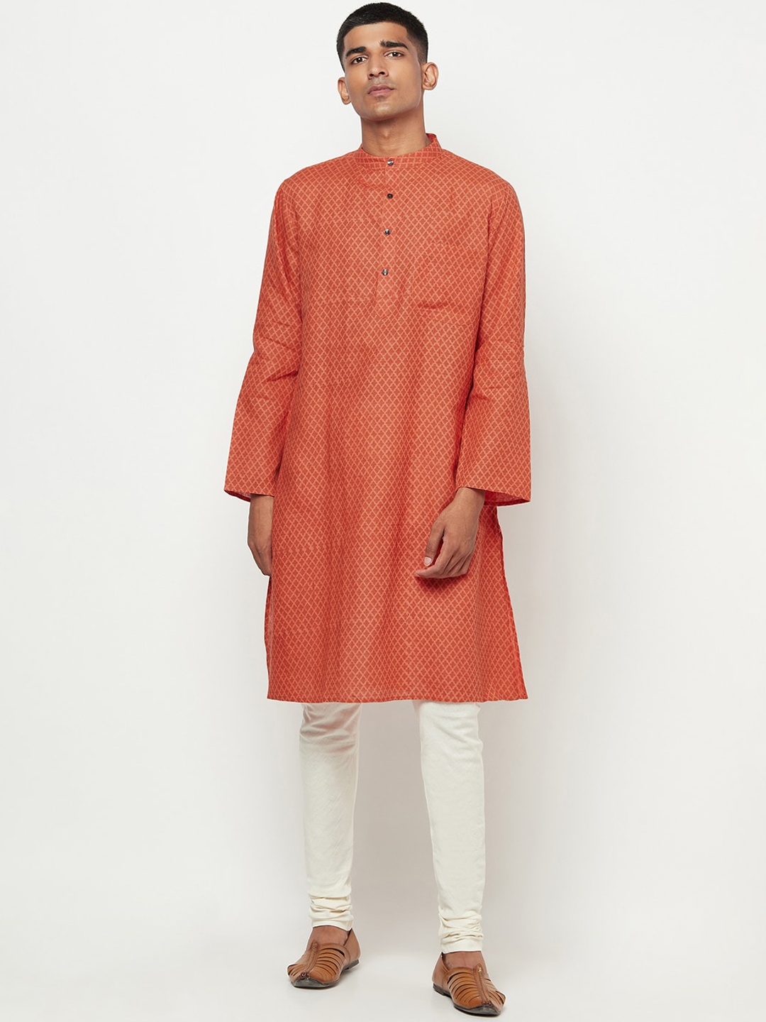 

Fabindia Men Orange Ethnic Motifs Printed Kurta