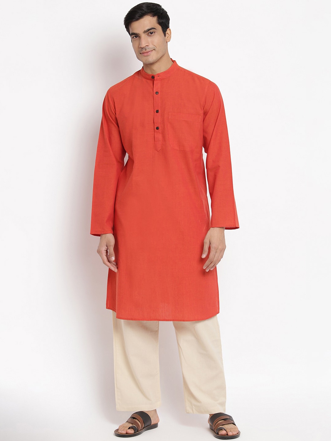 

Fabindia Men Orange Cotton Kurta