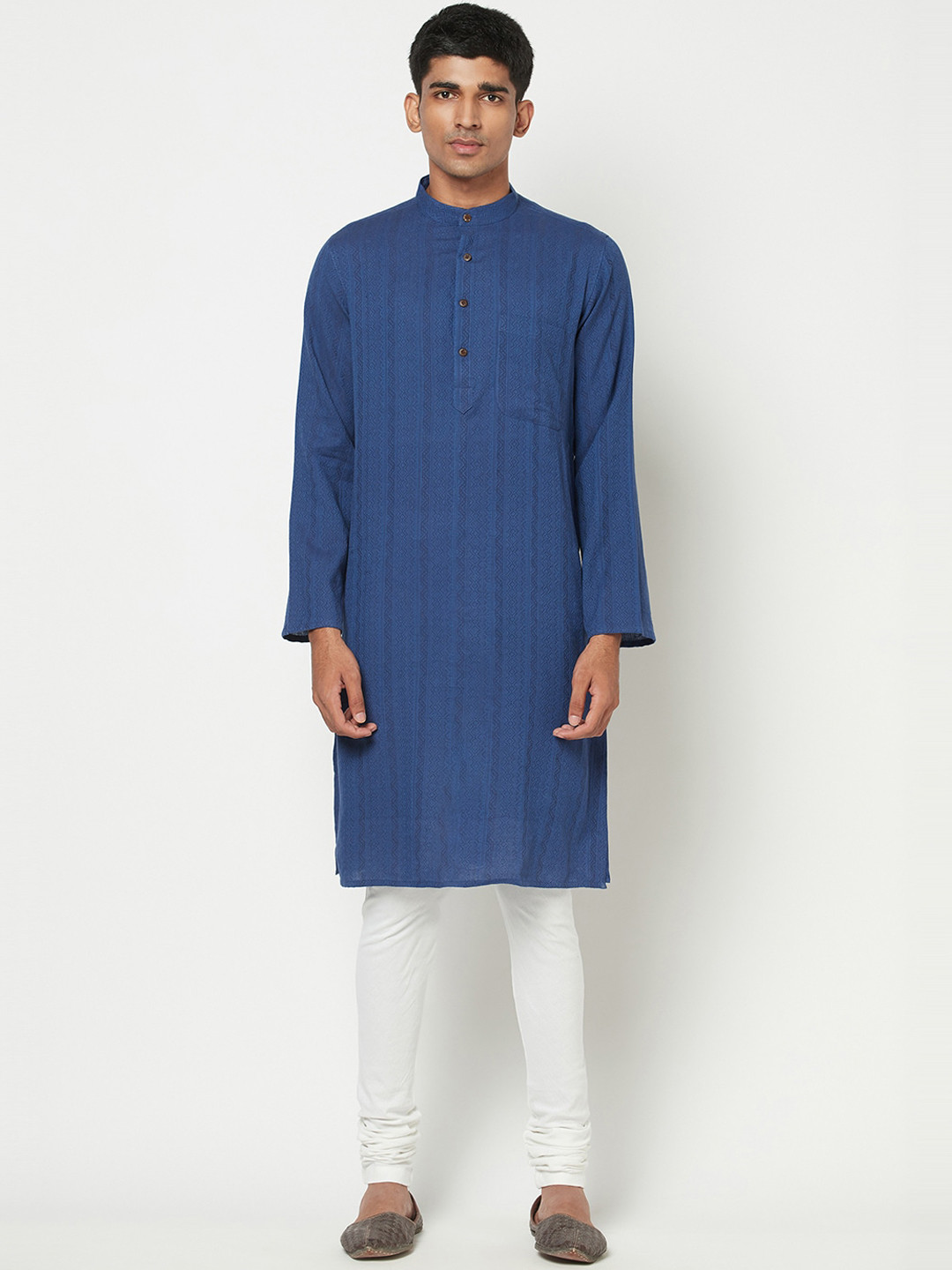 

Fabindia Men Blue Dobby Kurta