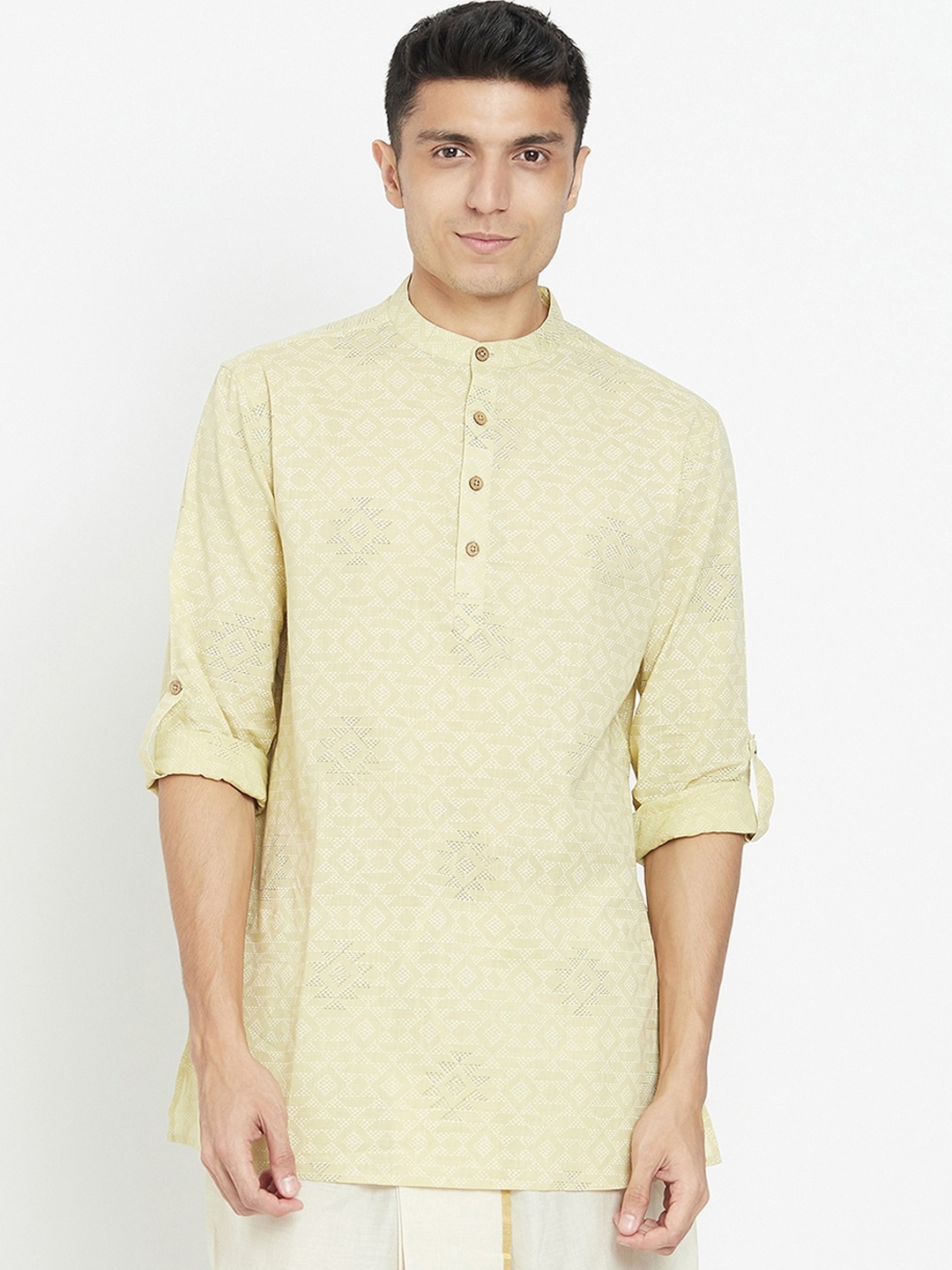 

Fabindia Men Beige Ethnic Motifs Printed Kurta