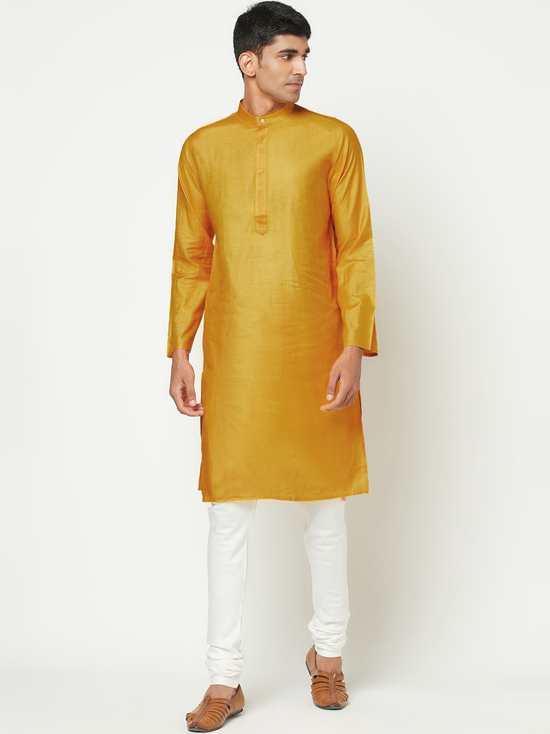 

Fabindia Men Yellow Patchwork Kurta