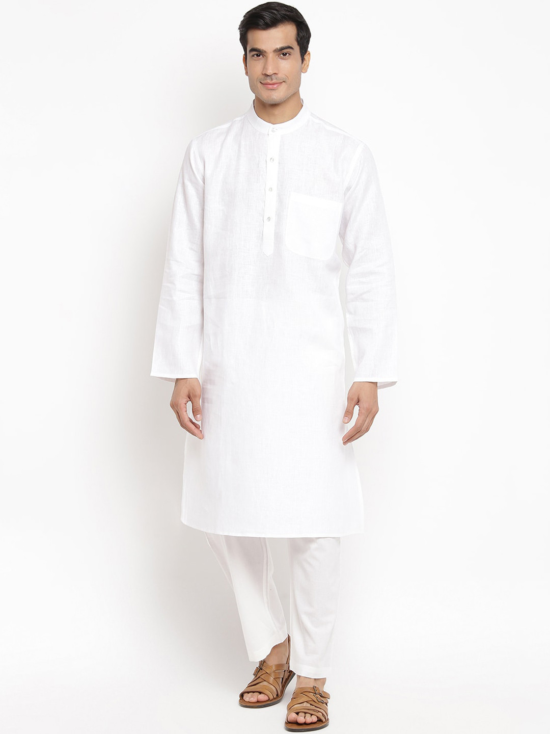 

Fabindia Men White Solid Kurta
