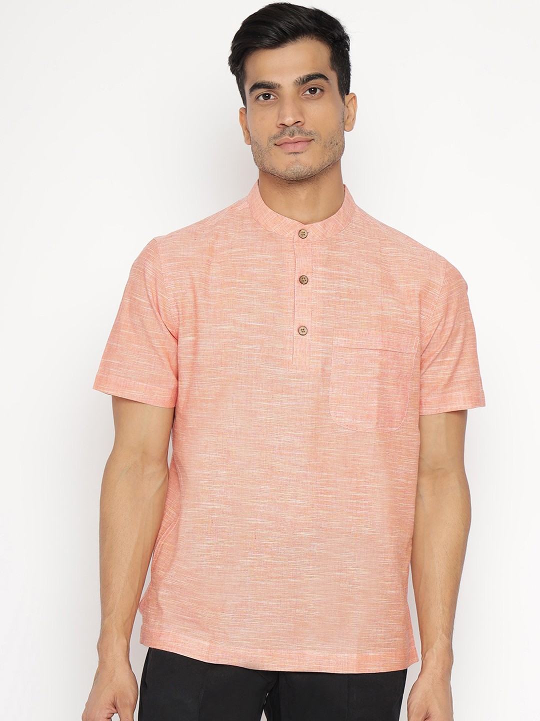 

Fabindia Men Peach-Coloured Printed Kurta