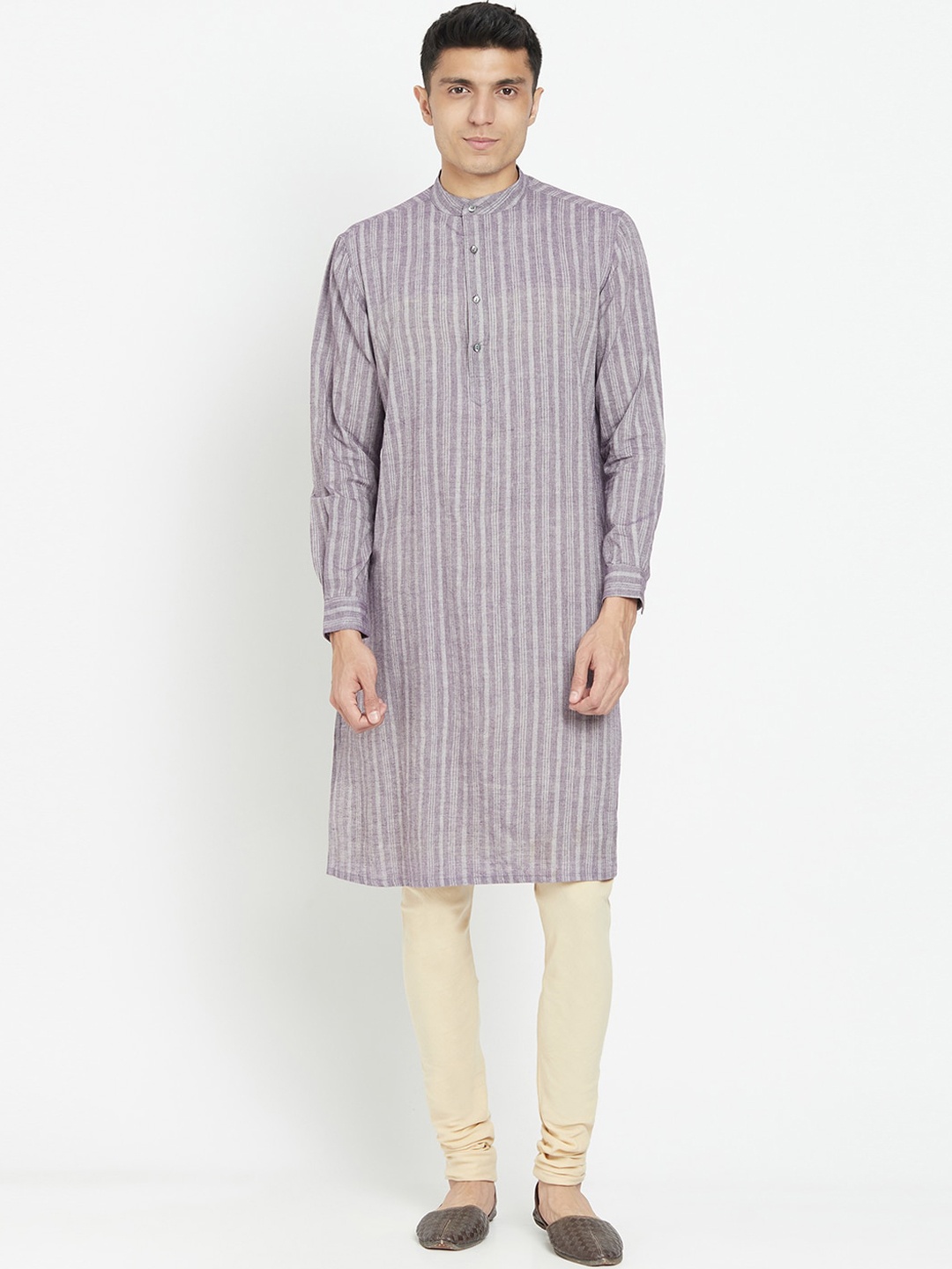 

Fabindia Men Grey Striped Kurta