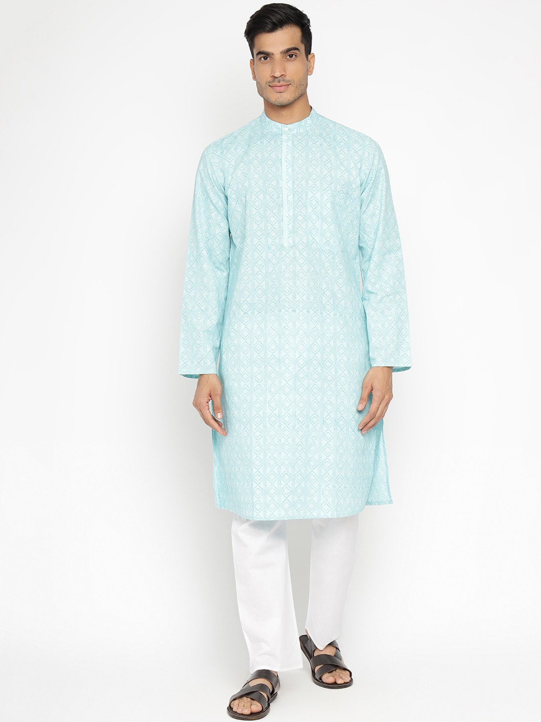 

Fabindia Men Blue Geometric Printed Kurta