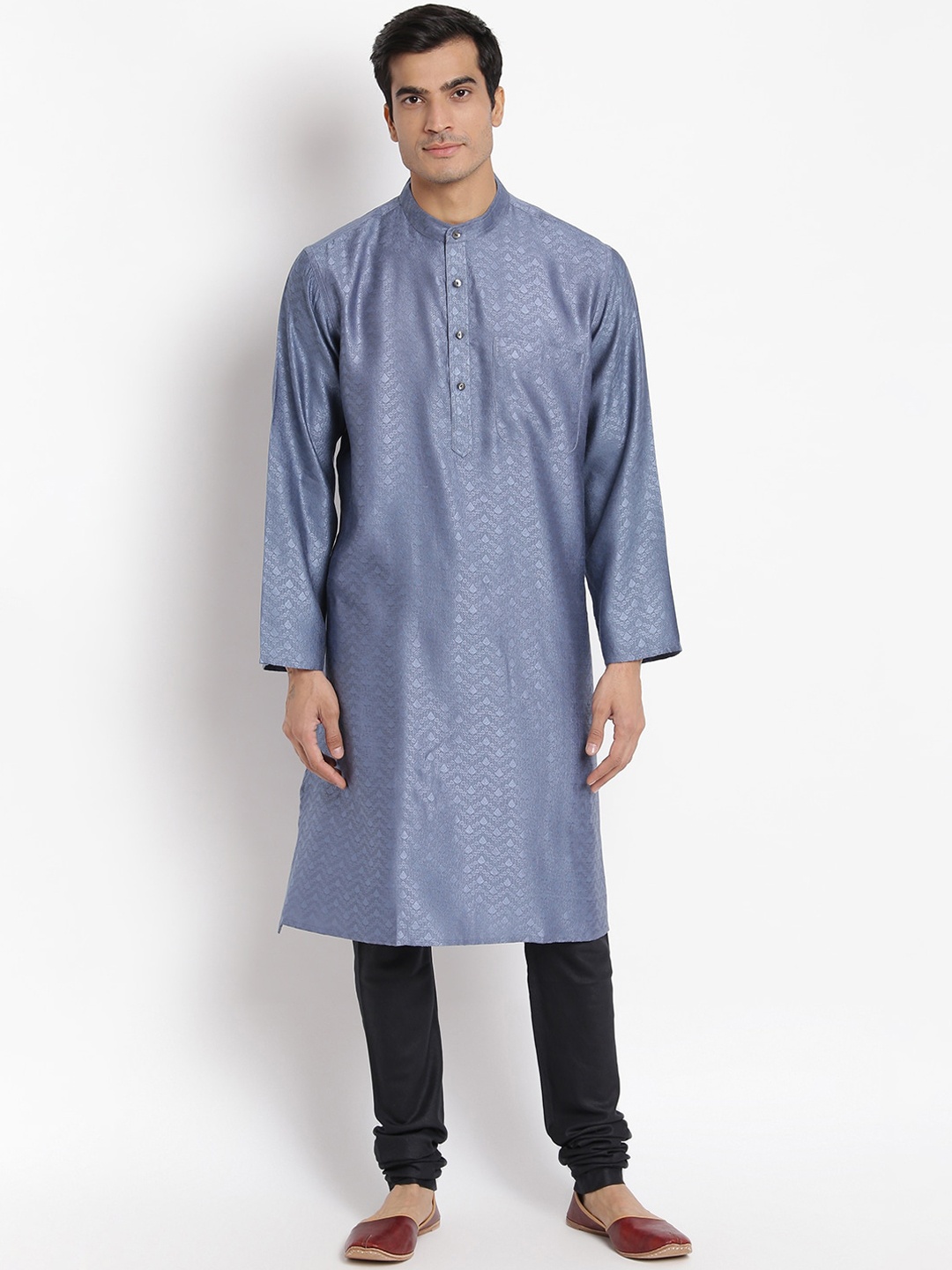 

Fabindia Men Blue Jacquard Kurta