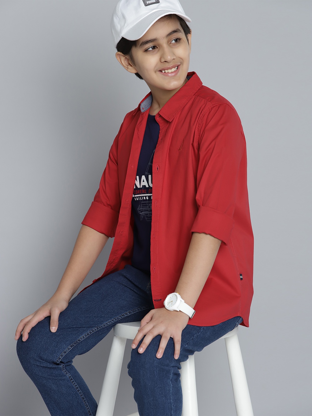 

Nautica Boys Red Solid Casual Shirt