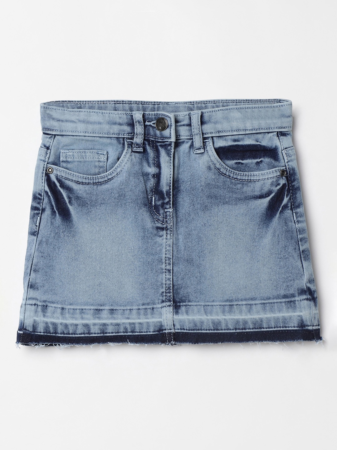 

Fame Forever by Lifestyle Girls Blue Solid Cotton Blend Straight Denim Skirt