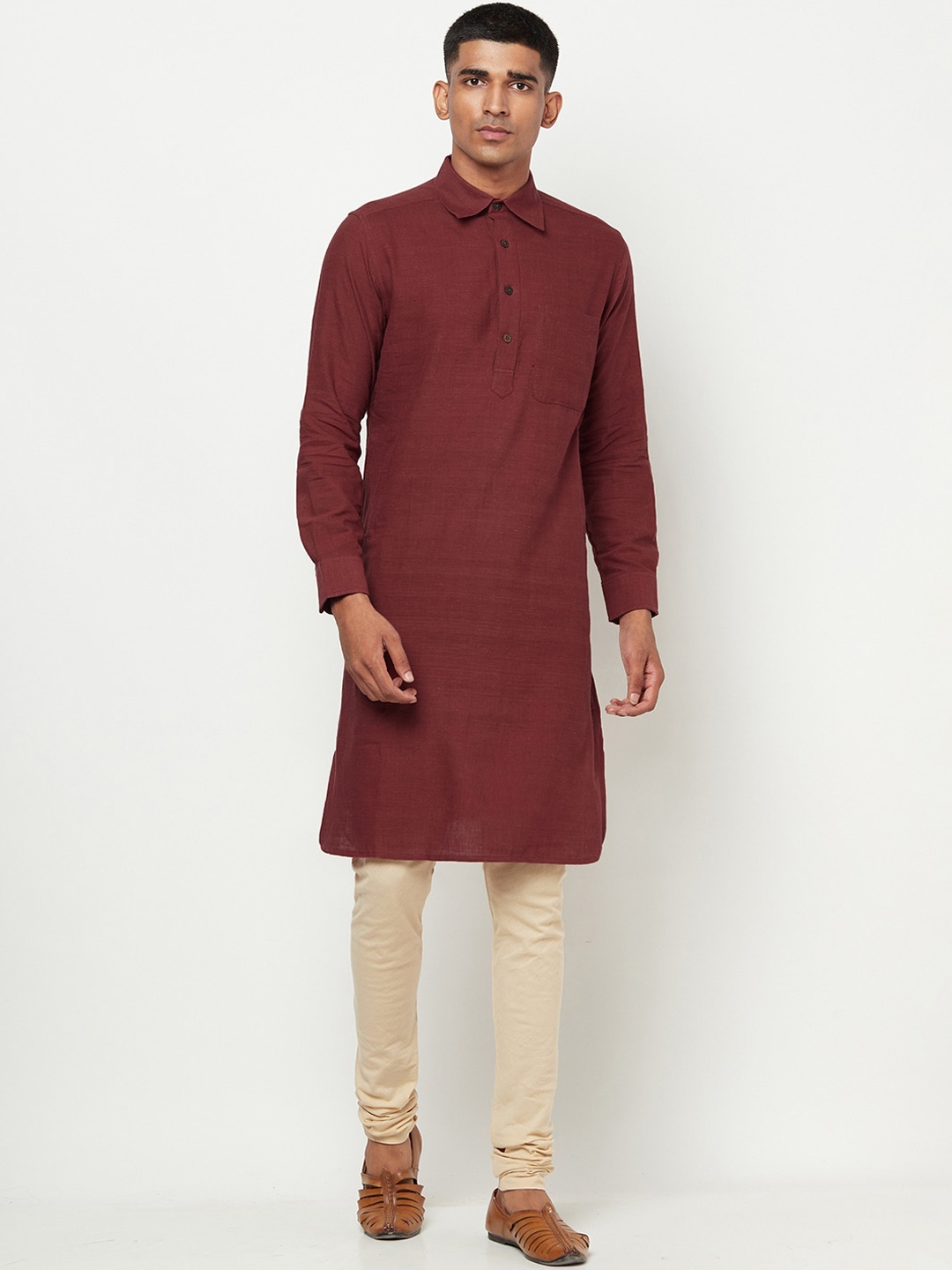 

Fabindia Men Maroon Cotton Kurta