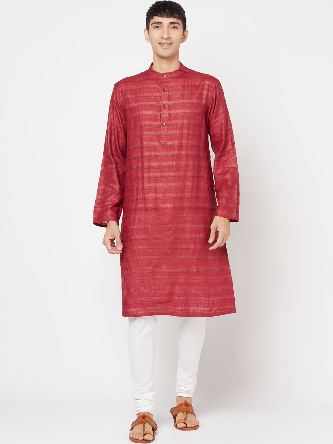 

Fabindia Men Red Ghicha Checks Kurta