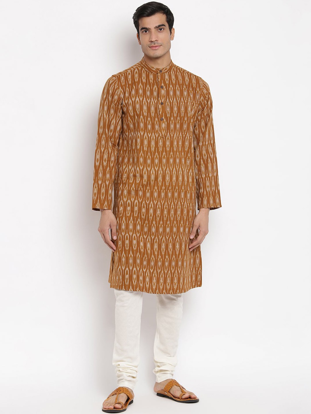 

Fabindia Men Brown Geometric Printed Kurta
