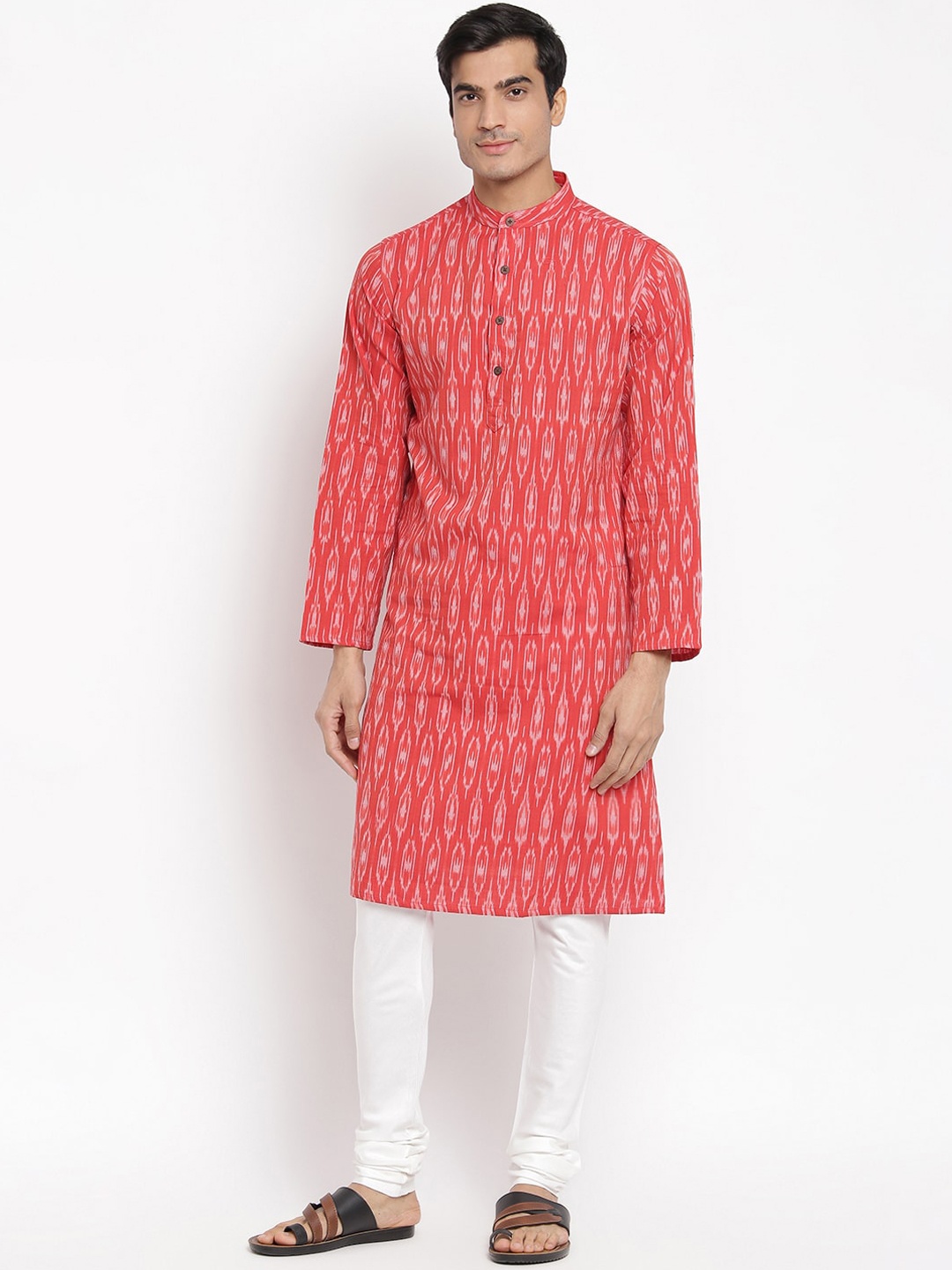 

Fabindia Men Red Cotton Ikat Slim Fit Kurta