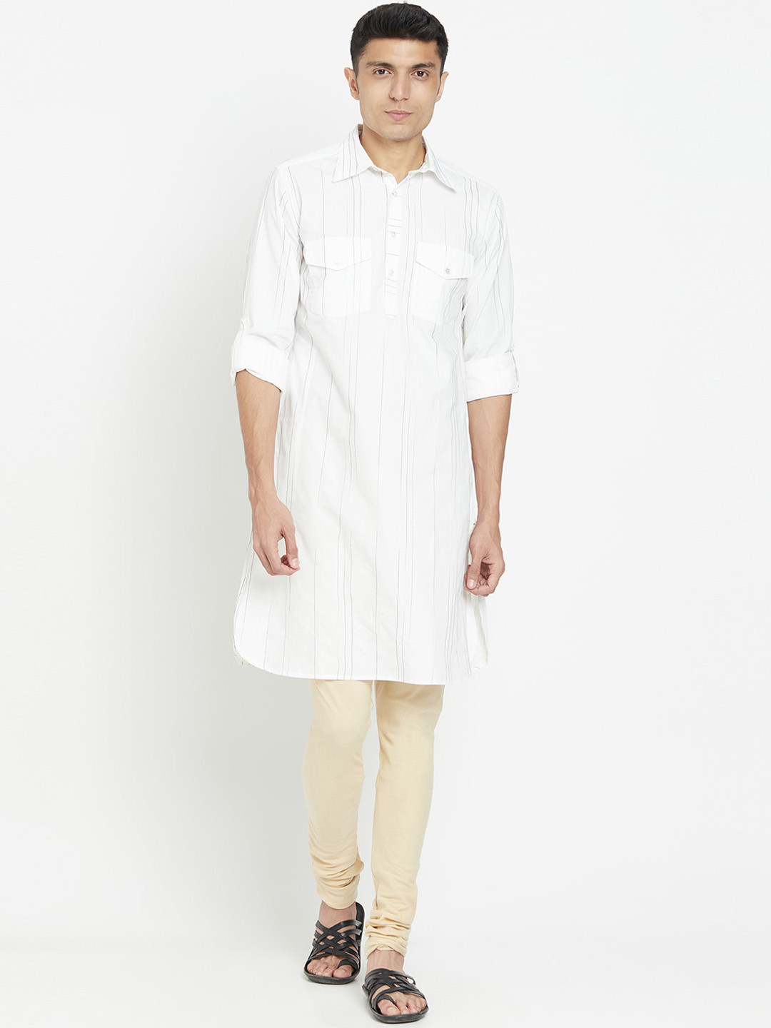 

Fabindia Men Cotton Poplin Pathani Kurta, White
