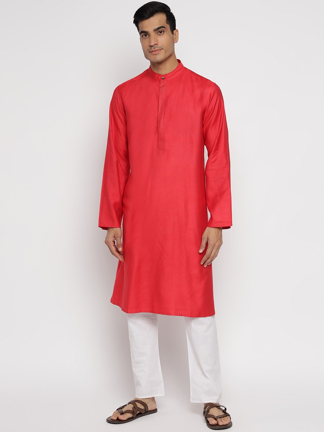 

Fabindia Men Red Thread Work Kurta