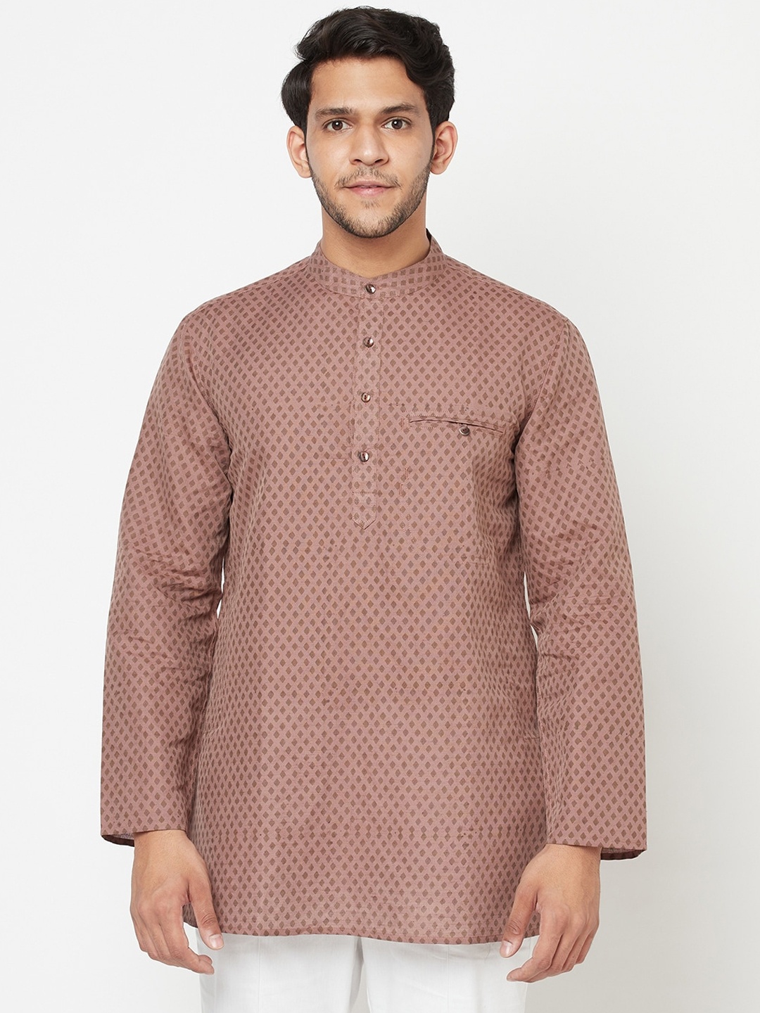 

Fabindia Men Brown Geometric Printed Kurta