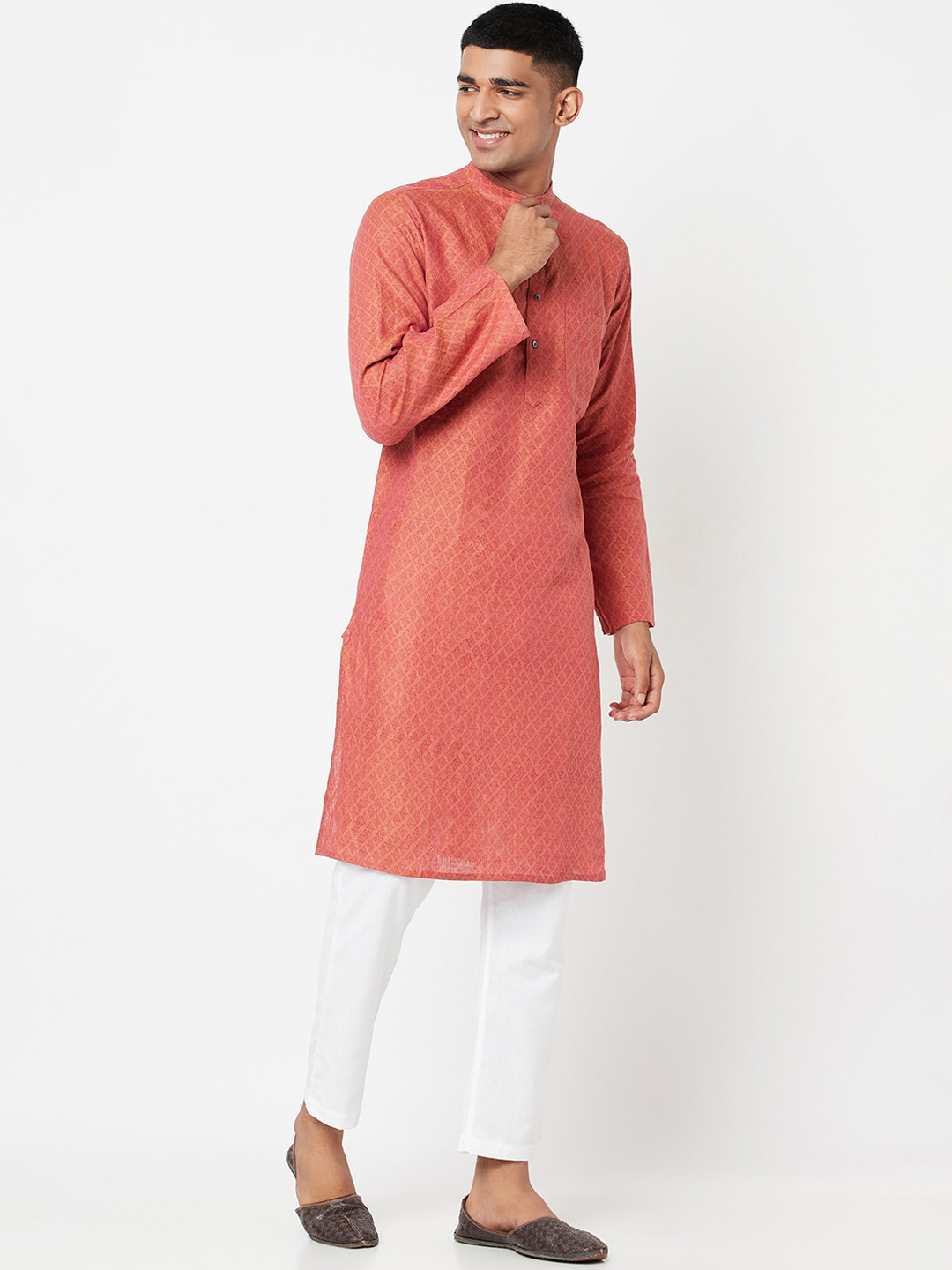 

Fabindia Men Rust Solid Kurta