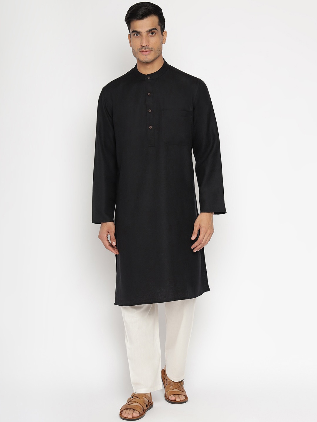 

Fabindia Men Black Woollen Kurta