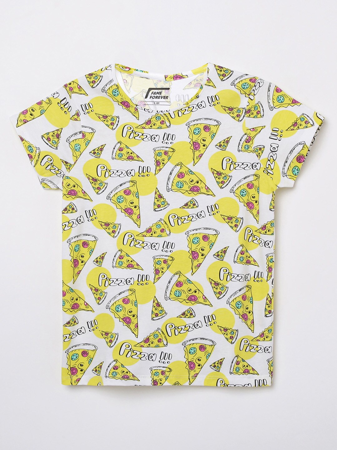 

Fame Forever by Lifestyle White & Yellow Print Pure Cotton Top