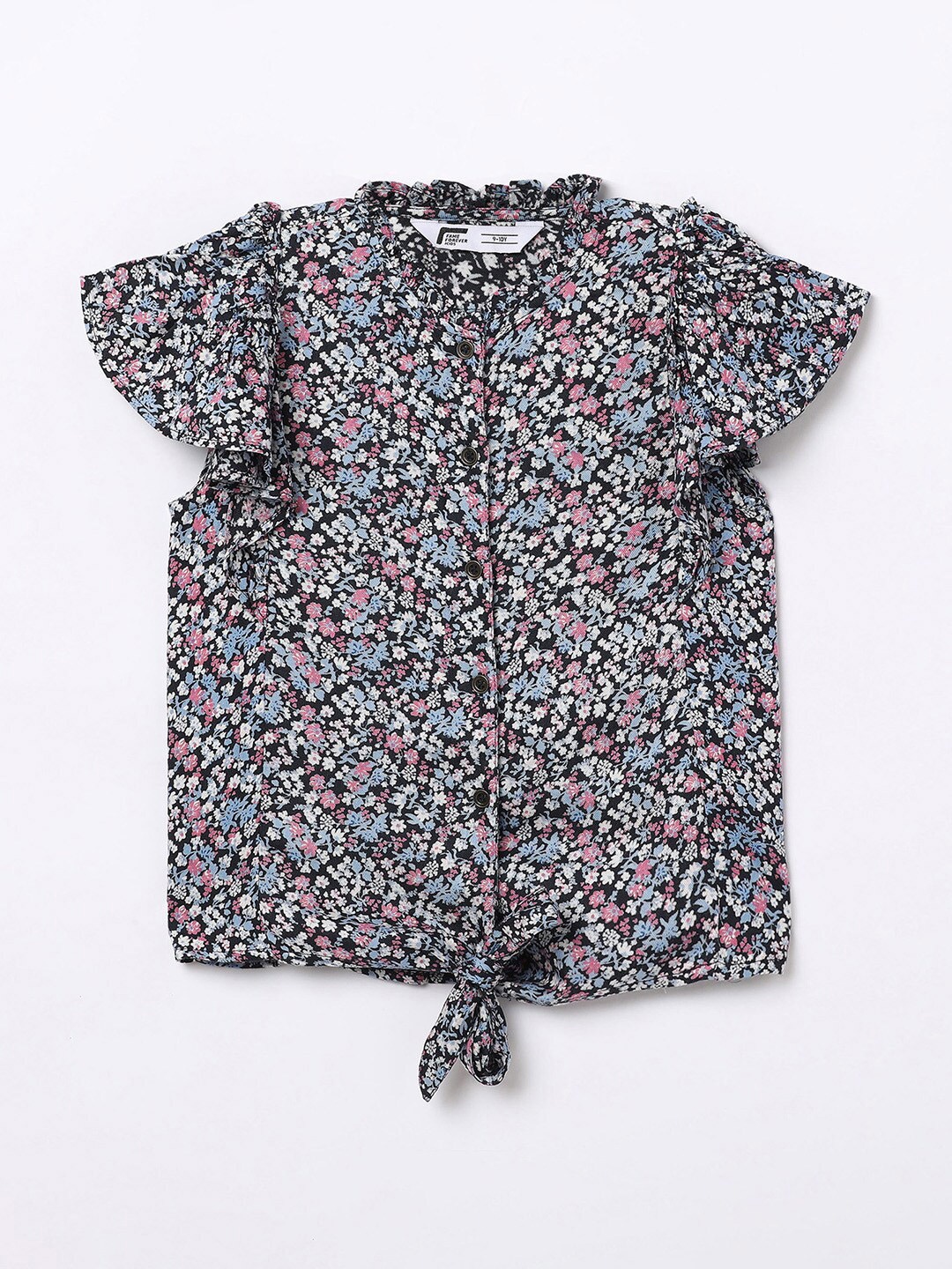 

Fame Forever by Lifestyle Girls Navy Blue Floral Printed Shirt Style Top