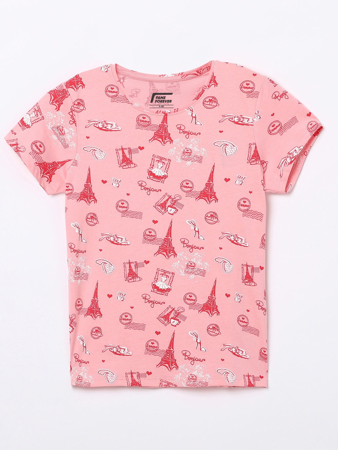 

Fame Forever by Lifestyle Pink Print Pure Cotton Top