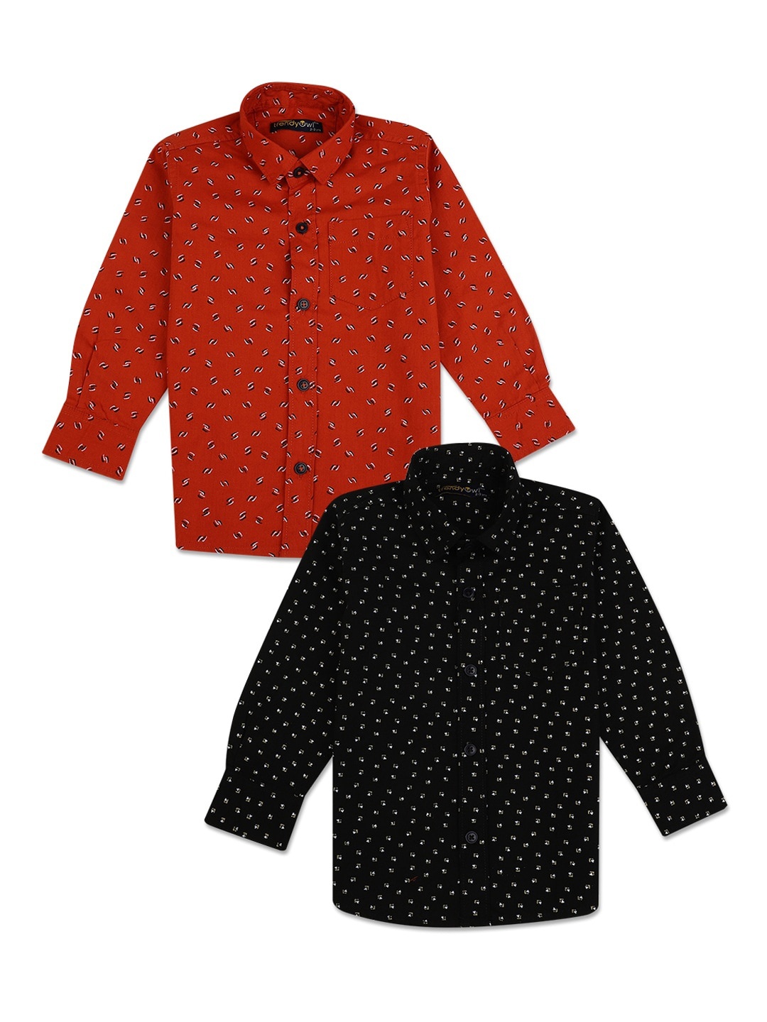 

V-Mart Boys Black & Red Pack of 2 Printed Cotton Casual Shirt